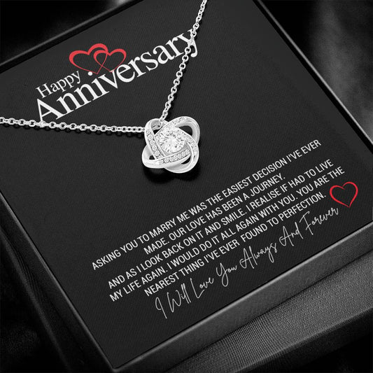 Happy Anniversary..ASKING YOU TO MARRY ME WAS THE EASIEST DECISION I'VE EVER MADE. OUR LOVE HAS BEEN A JOURNEY. AND AS I LOOK BACK ON IT AND SMILE. I REALISE IF HAD TO LIVE MY LIFE AGAIN. ShineOn Fulfillment